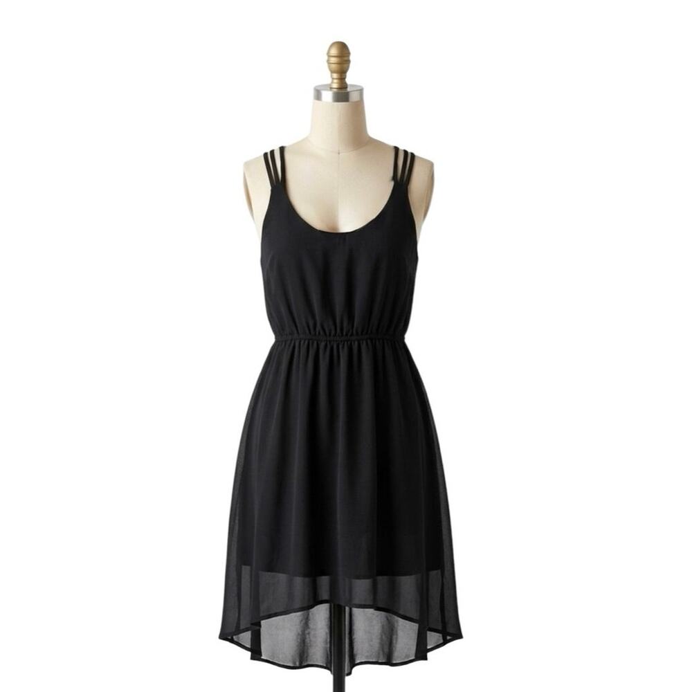 Lush Black Strappy Crisscross Cutout Cage Back Mini Dress Small